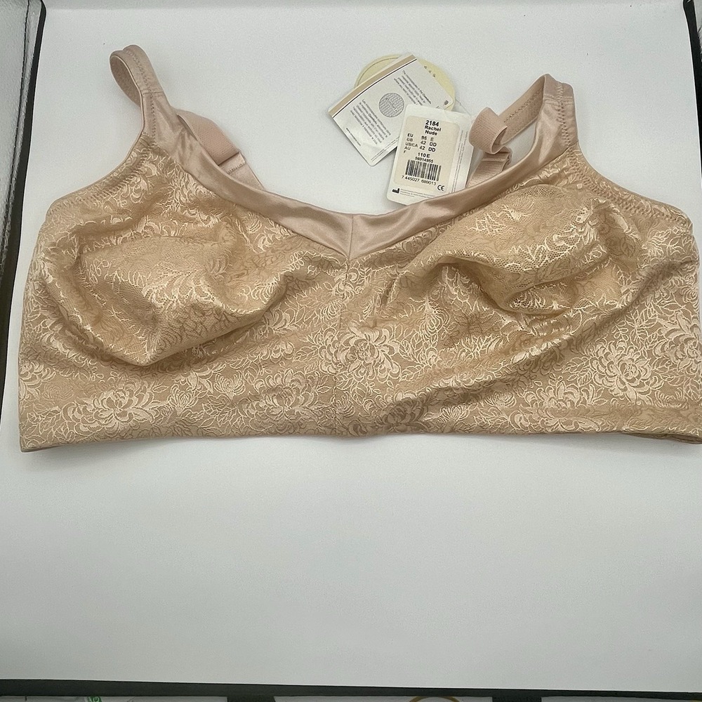 Amoena Mastectomy Bra Womens 42DD Nude Rachel Wireless Soft‎ Cup New Floral Lace
